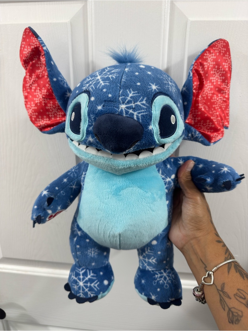 Build-A-Bear Blue Snowflake Stitch Plush with Red Ear Lining